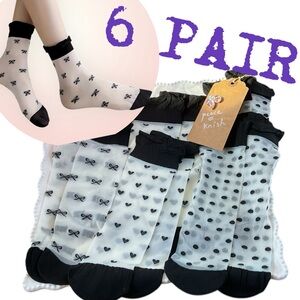 🌸6 Pair Bundle Sheer Ruffle edge Socks